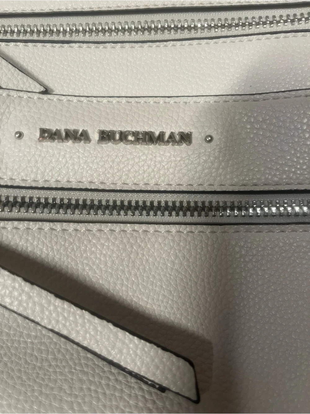 Dana Buchman White Crossbody Faux Leather Bag with Multiple Zip Pockets